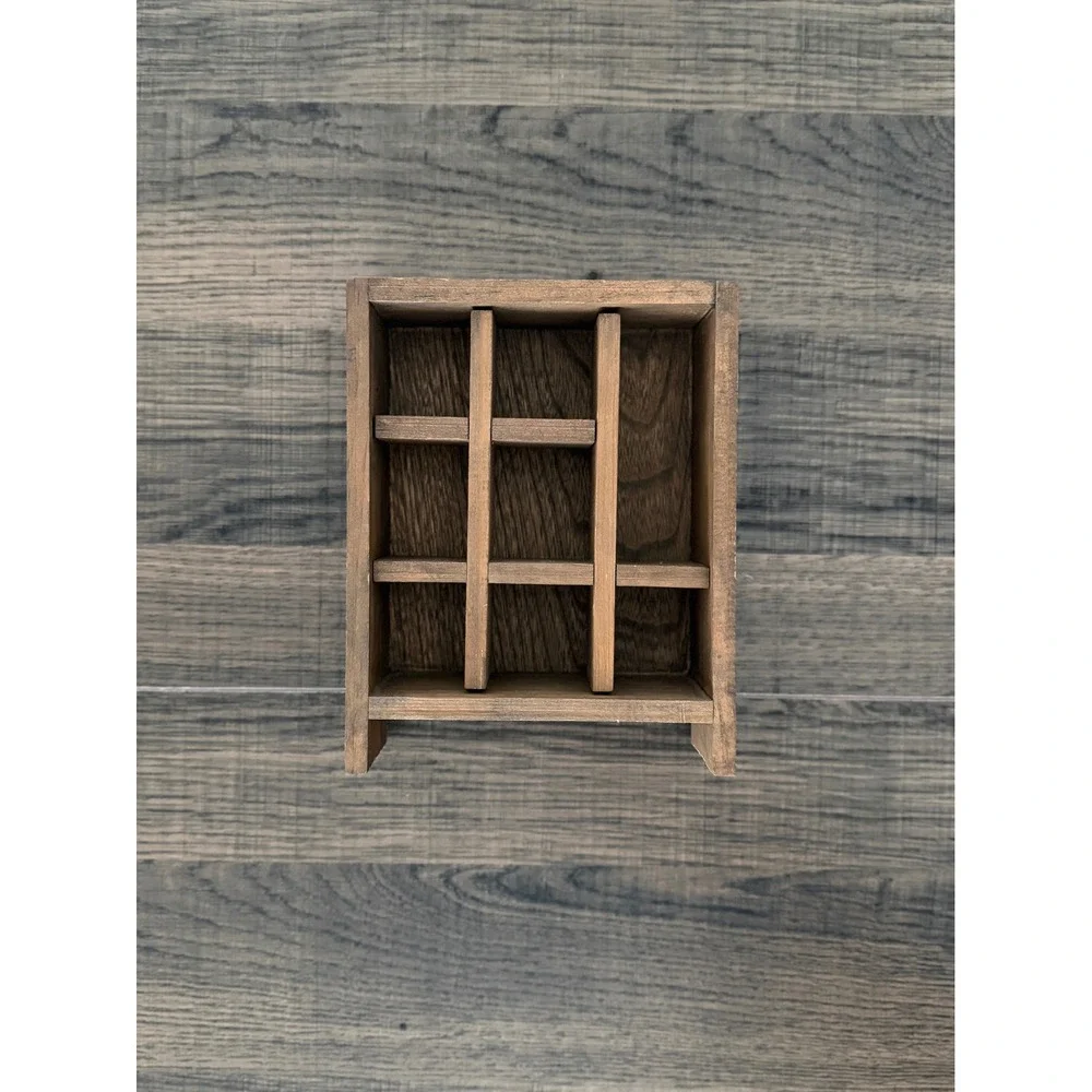 Vtg Wooden Miniature Farmhouse Rustic Shadow Box Cubby Shelf Curio Cabinet